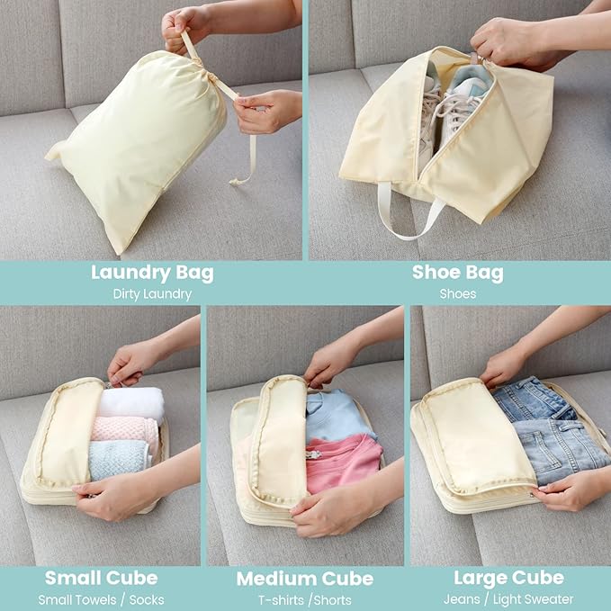 Cambond Compression Packing Cubes for Travel Women - Travel Bags Luggage Organizers Travel Essentials Compression Cubes for Travel Carry on Suitcases Organizer
