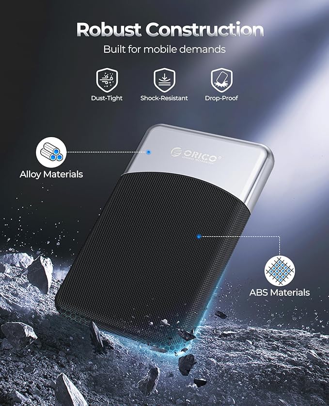 ORICO 4TB External SSD with 2 in 1 USB C Cable, Portable Solid State Drive USB 3.2 Gen 1 Up to 460MB/s, Dust and Drop Resistance, Reliable Storage for USB-C Smartphone, PC, Tablet, Labtop - M25PRO