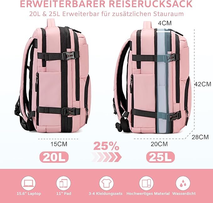 Carry On Travel Backpack, 35L-40L Expandable Extra Large Airline Approved,Lightweight Daypack for Men and Women