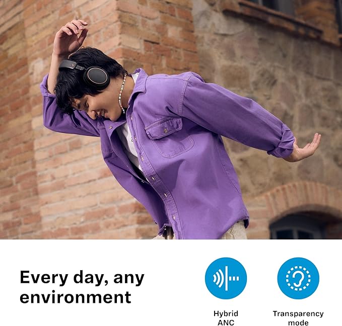 Sennheiser ACCENTUM Wireless Bluetooth Headphones - 50-Hour Battery Life, Audio, Hybrid Noise Cancelling (ANC), All-Day Comfort and Clear Voice Pick-up for Calls, Black/Copper