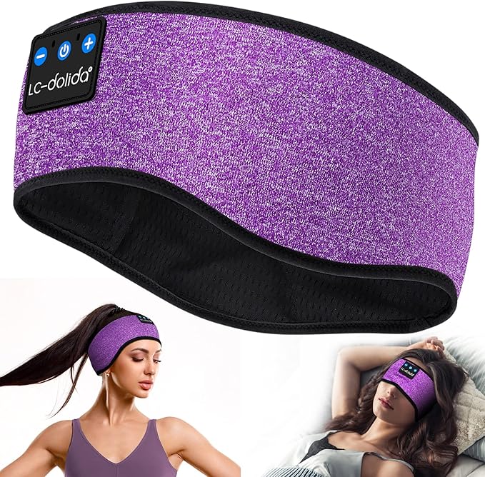 LC-dolida Sleep Headphones Bluetooth Headband Sleeping Wireless Headband Headphones with Thin HD Stereo Speakers Perfect for Side Sleepers, Sport, Yoga, Travel