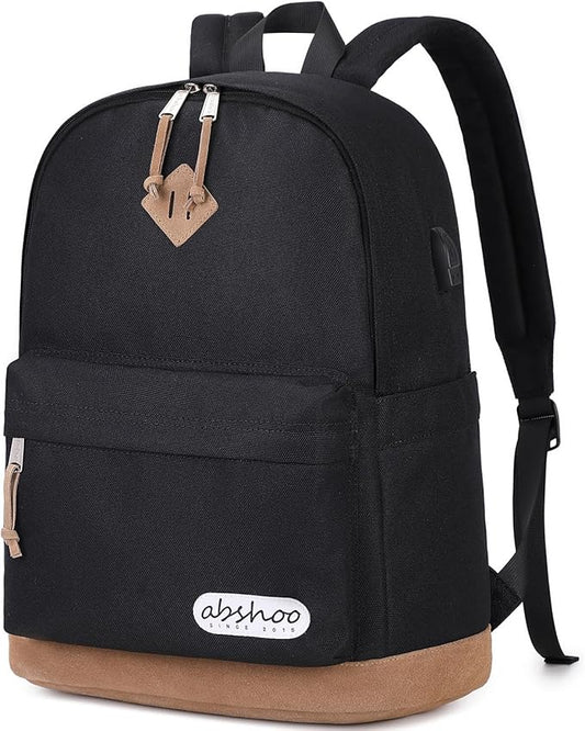 abshoo Classical School Backpack For Middle High School Water Resistant Bookbag College Travel Daypack (Black)