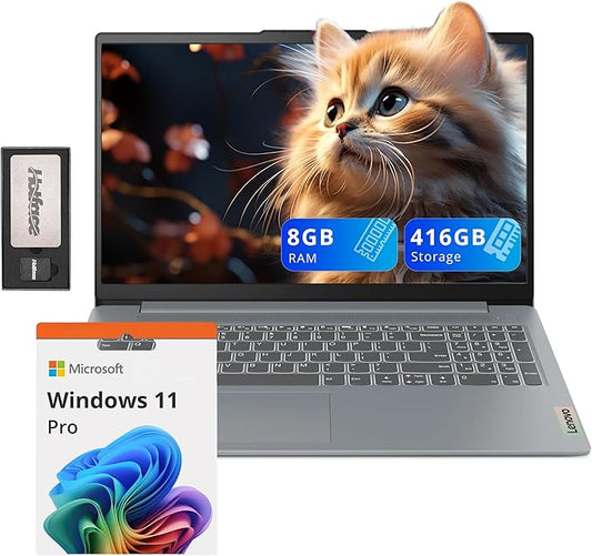 Lenovo IdeaPad Slim 3i 15.6" FHD Laptop, Intel i3-N305, 8GB LPDDR5, 416GB Storage (256GB SSD + 160GB Docking Station Set), Intel UHD Graphics, Numeric keypad, Dolby Audio, Wi-Fi 6, Win 11 Pro, Gray