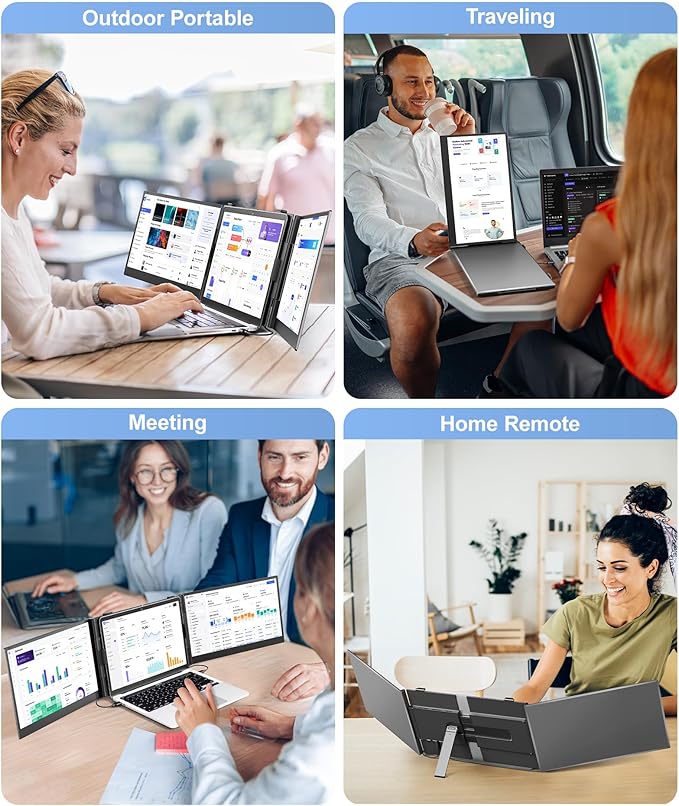 Laptop Screen Extender, Ultra-Thin 14" FHD 1080P Portable Monitor for Laptop, 2.2lbs Lightweight Triple Monitor Extender Plug & Play for 13"-17" Laptops, Compatible with Wins/Mac/Android/Chrome