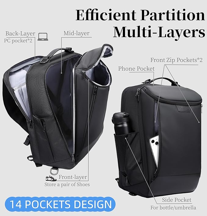 Schkleier Travel Backpack for Men Women, Carry On Backpack TSA Flight Approved 15.6 inch Laptop Daypack for Business Trip