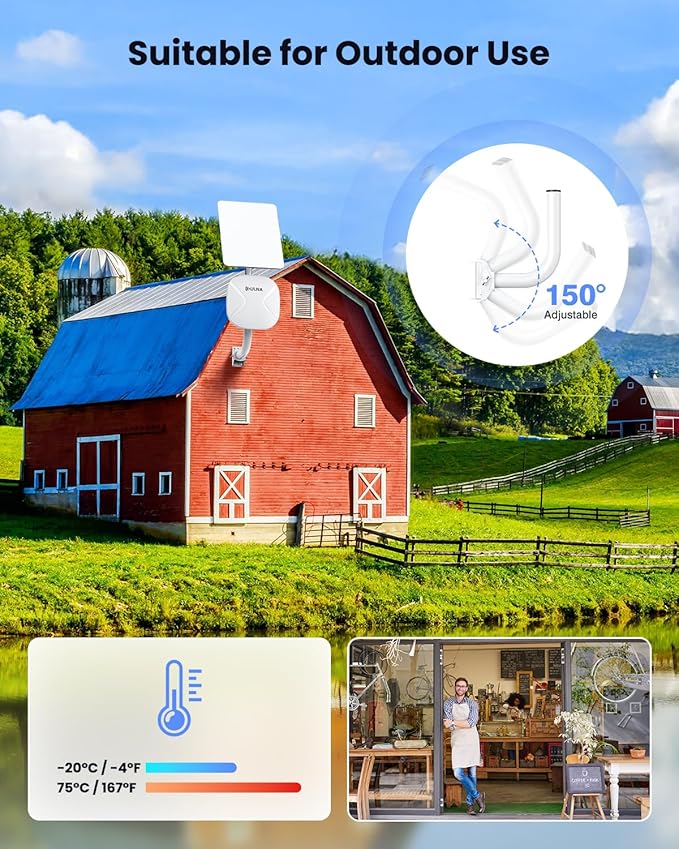 AX3000 WiFi6 Wireless Bridge Outdoor: ULNA Dual Band 5KM Long Range PTP/PTMP WiFi Bridge with 1x2.5Gbps+1x1Gbps LAN, 24V POE Powered, Plug and Play for Network Extension to Barn Shop Garage CPE806S