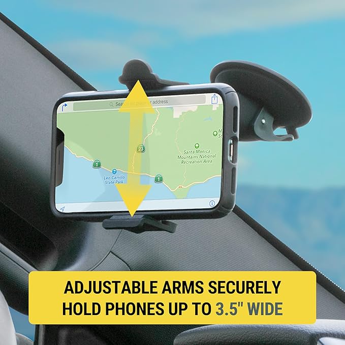 Scosche HDVM Universal 3-in-1 Vent/Windshield/Dashboard Cell Phone Holder Car Mount, Suction Cup Phone Mount with Vent Clip, Compatible with iPhone 16/15/14/13/12 & Mobile Phones up to 3.5 inches