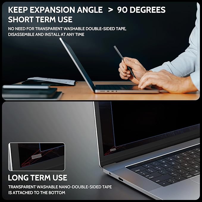 Magnetic 360° Privacy Screen for Macbook Pro 13 Inch (2016-2022, M1, M2), Removable Matte Anti Glare Blue Light Protector 4 Way Private Security Filter for 13.3" Mac Laptop Computer
