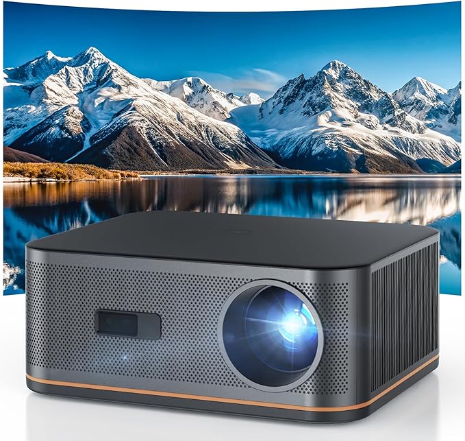 2000 ANSI 4K Full HD Projector with WiFi and Bluetooth, HAPPRUN Movie Home Theater with Auto Focus, 300'' Display for Indoor/Outdoor, Smart Proyector Compatible with Phone/TV Stick/PC/PS5