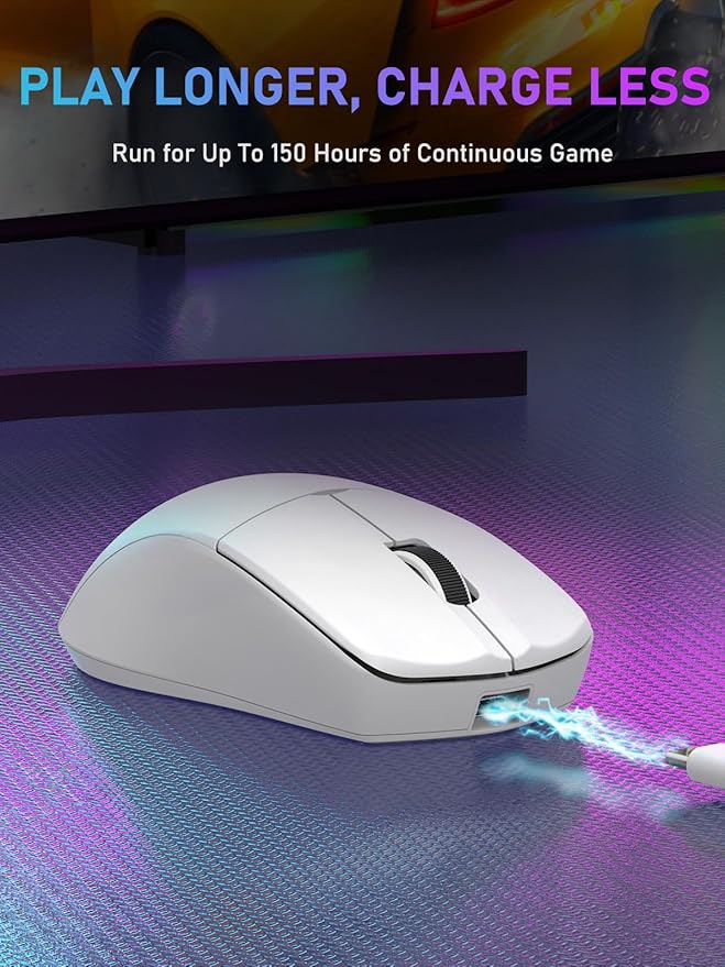 E-YOOSO Lightweight Wireless Gaming Mouse, Tri-Modes Wireless Esports Mouse with 5 Programmable Buttons, 4000 DPI, Long Battery Life, Ultra-Thin Ergonomic Design for PC & Mac Gamers