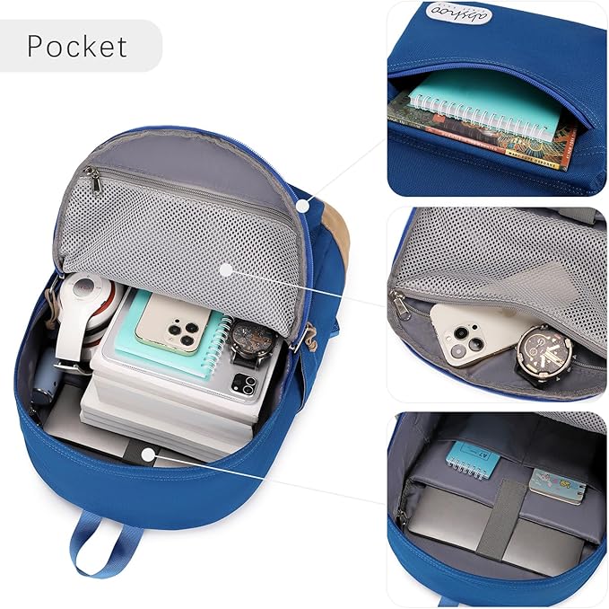 abshoo Basic Students Backpack For School Middle High School Water Resistant College Bookbag Travel Daypack (Klein Blue)