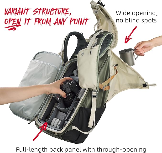 VSGO Pocket Ranger Expandable 25L-33L Photography & Outdoor Backpack – Lightweight Camera Bag for Hiking, Mountaineering, Travel