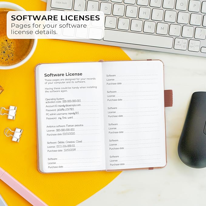 Clever Fox Password Book – Alphabetized Internet Address & Password Organizer - Computer & Website Password Keeper Notebook – Log-In Password Journal – Pocket, 6.2x3.5″, Hardcover (Rose Gold)