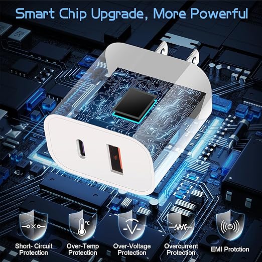 Dual Port A/C Charger for iPhone 16 15,Double A/C iPhone 16 15 Charger Fast Charging Block,2Pack Quick USB C Wall Chargers Adapter,10FT USB C Cable for iPhone 16/16 ProMax/16e/15 Plus/15 Pro,iPad Pro