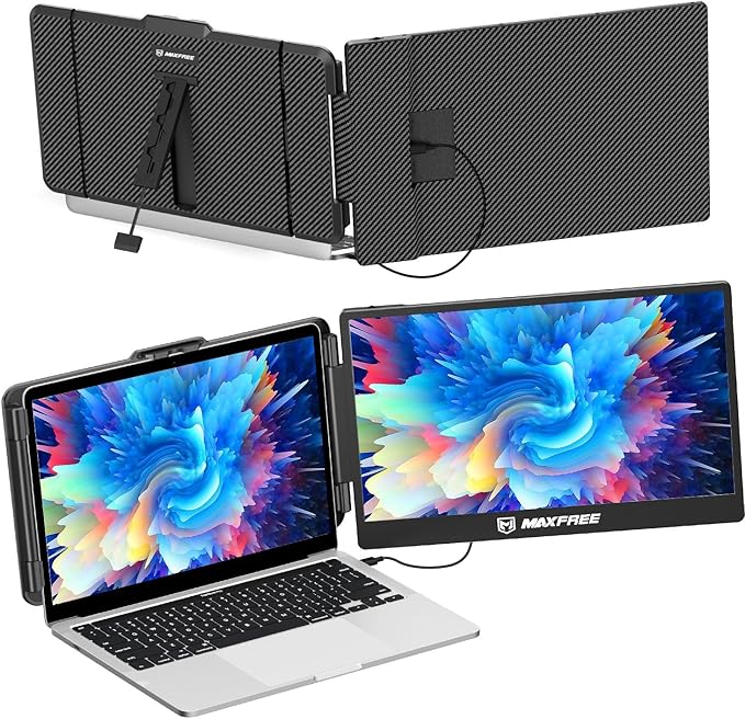 Maxfree Laptop Screen Extender, S1 14'' Laptop Monitor Extender Dual Screen Plug & Play, 1080P FHD Portable Monitor for 13.3-17'' Laptops, Compatible with macOS/Windows/Dex/Android/Switch/PS5