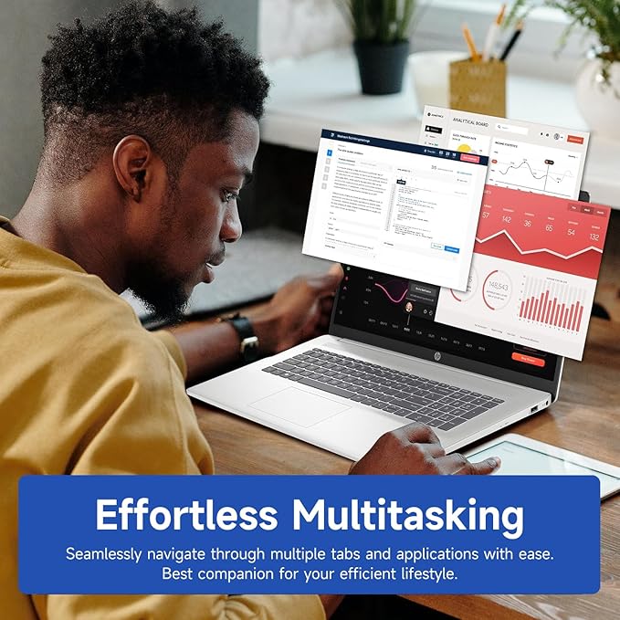 HP 17.3" Touchscreen Laptop, 8-Cores Intel Core i3-N305, 8GB RAM, 128GB eMMC + 512GB SSD, Numeric Keypad, Webcam, HDMI, Wi-Fi 6, Windows 11 Home, Silver