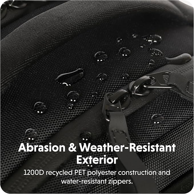 HyperPack 22L Slim Laptop Backpack — 1200D PET Abrasion & Water Resistant Backpack — Anti Theft Backpack w/Charging System, Tracker Pocket, Triple Padded Back (Fits up to 16” Laptop)