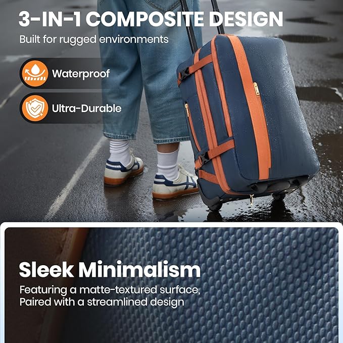 Fanwoli Vacuum Rolling Travel Backpack, Carry On Luggage with TSA Lock & Anti Theft Zipper, 70L Expandable Airback with Compression Pump, Waterproof Laptop Bag Ideal for Flight & Business,Blue