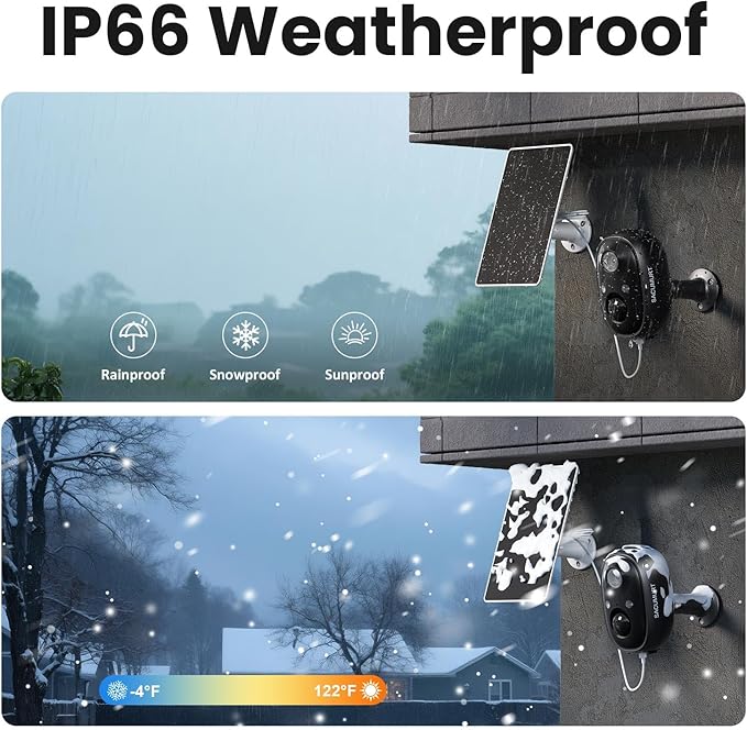 Security Cameras Wireless Outdoor, 2.4GHz WiFi Camera Outdoor Wireless, 2K Cameras for Home Security with Solar Panel, Motion Detection, Works with Alexa & Google Home, Color Night Vision, 2-Way Talk