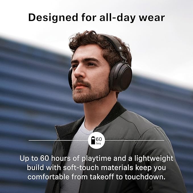 Sennheiser MOMENTUM 4 Wireless Headphones - Bluetooth Headset for Crystal-Clear Calls with Adaptive Noise Cancellation, 60h Battery Life, Lightweight Folding Design, Black