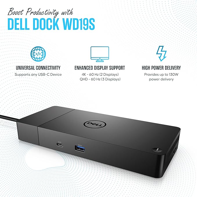 WD19S Docking Station Dual Monitor Bundle - Dock Station with 180W + USB Type-C + HDMI+ Dual DisplayPort - Ultimate Laptop Docking Station