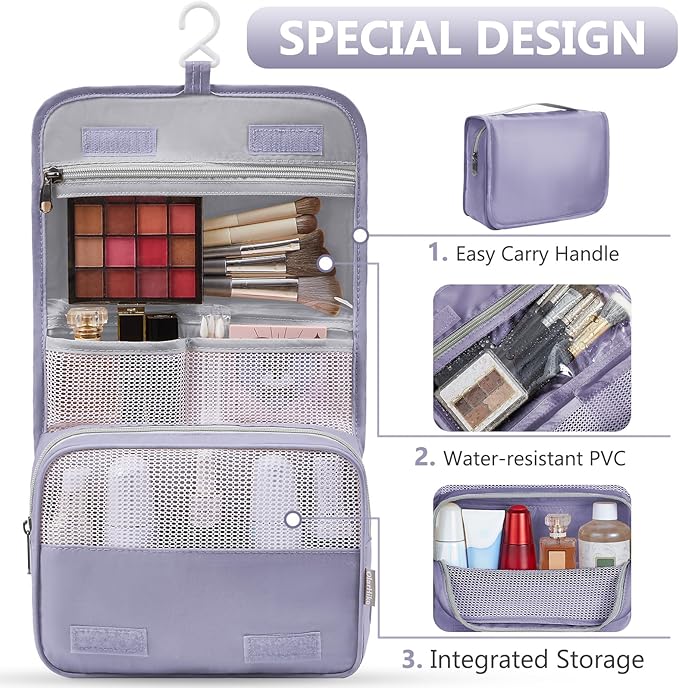 8 Set Packing Cubes for Travel, Gifts for Women Mom,Anti-Tearing Suitcase Organizer for Luggage with Shoe & Hanging Toiletry Bag,OlarHike Vacation Essentials & Accessories for Cruise Ship, Purple Gray