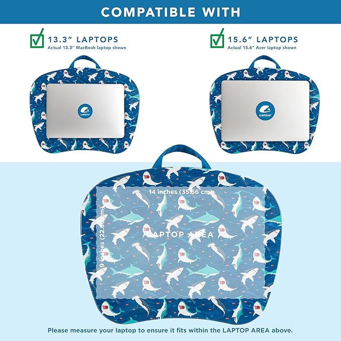 LAPGEAR MyStyle Portable Lap Desk with Cushion - Shark - Fits up to 15.6 Inch Laptops - Style No. 45323