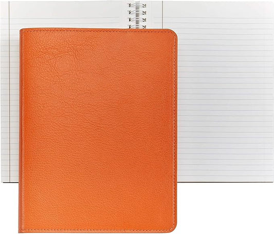 9" Refillable 9" Refillable Notebook - Graphic Image Leather Bound Notebook Orange - Premium Quality - Made in USA