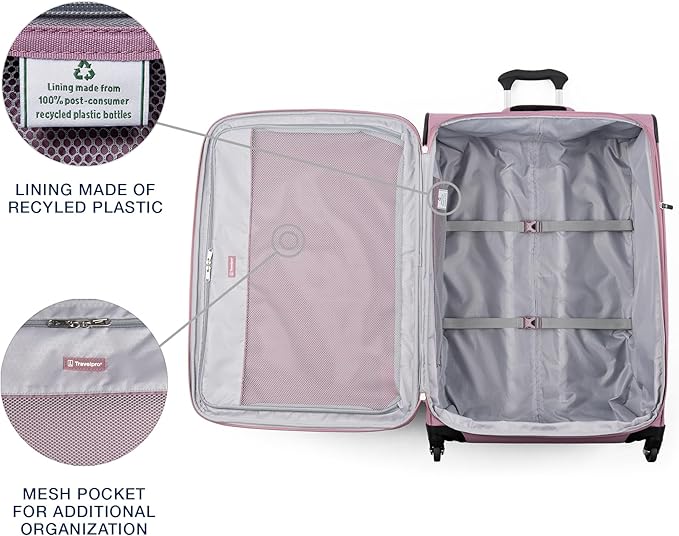 Travelpro Maxlite 5 Softside Expandable Checked Luggage with 4 Spinner Wheels, Lightweight Suitcase, Men and Women, Orchid Pink Purple, Checked Large 29-Inch