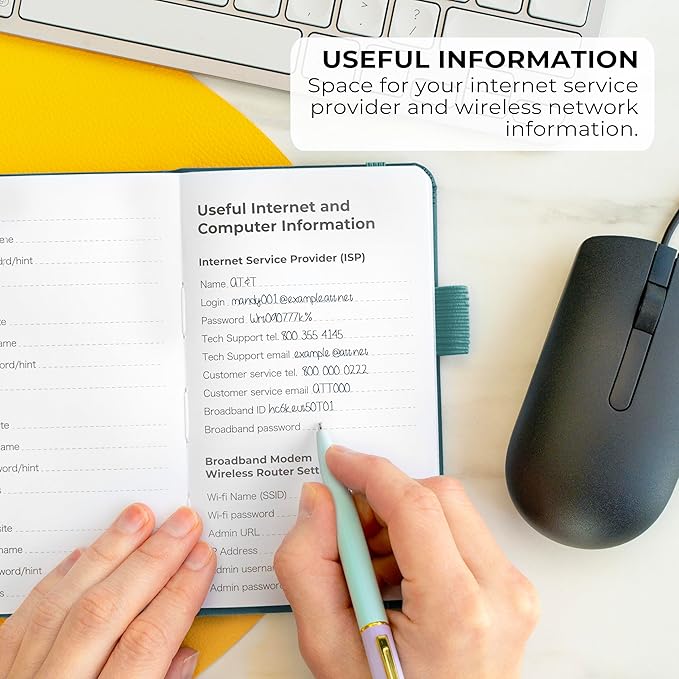 Clever Fox Password Book – Alphabetized Internet Address & Password Organizer - Computer & Website Password Keeper Notebook – Log-In Password Journal – Pocket, 6.2x3.5″, Hardcover (Dark Teal)