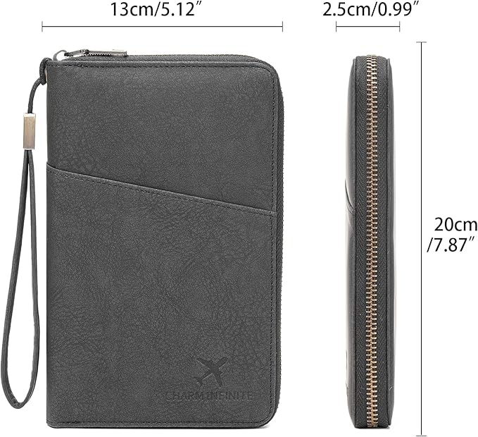 Family Passport Holder Wallet RFID Blocking Zippered Passport Wallet,Women and Men Travel Wallet Ladies Passport Cover