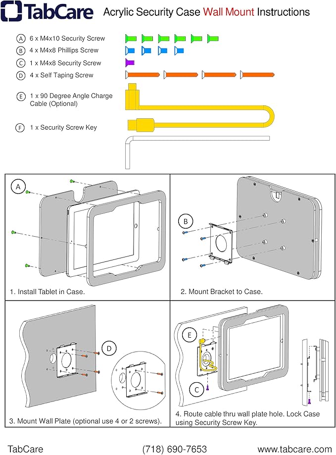 TABcare Security Anti-Theft Acrylic VESA Enclosure for Samsung Galaxy TAB A9+ 11 with Wall Mount Kit (Clear, TAB A9+ 11)