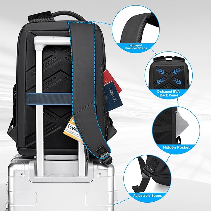 Laptop Backpack for Men, Business Backpack with USB Charging Port,Water Resistant Tech Backpack, Mens 17 Inch Laptop Bag for Work/Commuter/College