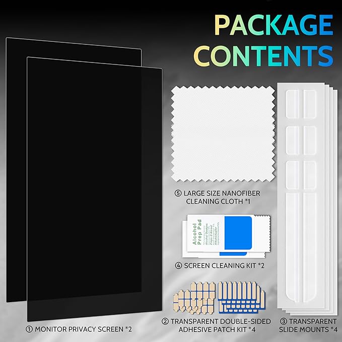 [2 Pack] 24 Inch Privacy Screen for Computer Monitor 16:10 Aspect Ratio, Eye Protection Anti Blue Light Glare Shield, 24inch Removable Black Blackout Anti Spy Desktop Security Private Filter