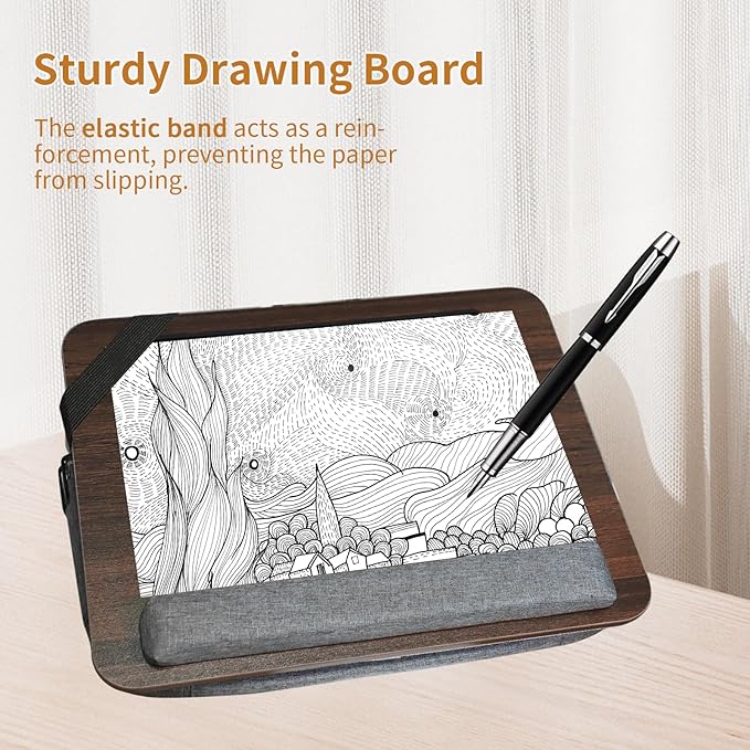 Lap Desk for Laptop Stand with Cushion, Adults with Storage Fits Up to 15.6in, Combines Features Bag and Pillow Table by Travel, Portable Workstation for Home College Office (Walnut Color)