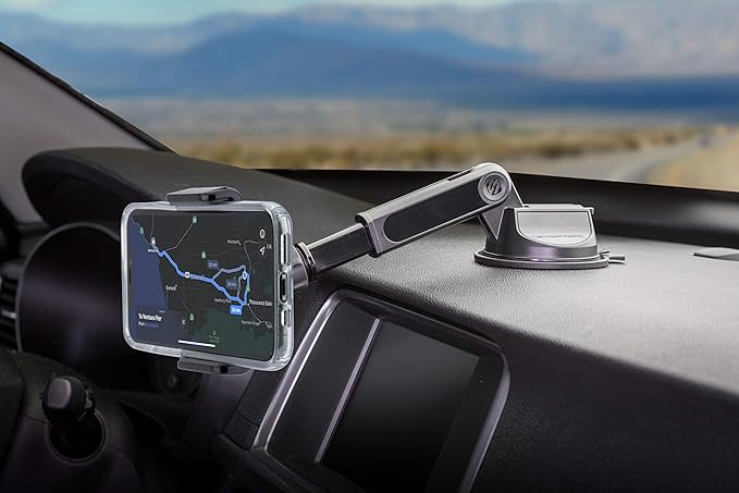 Scosche UH4WDEX2-SP Extendo Mount Car Phone Holder Windshield / Dashboard | StickGrip Base | Telescoping Adjustable Arm | Black