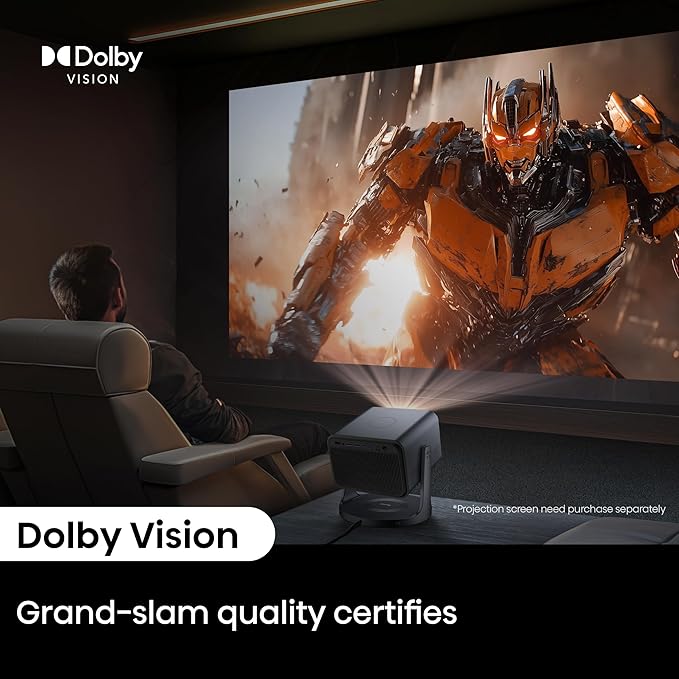 Hisense Laser Mini Projector C2, 65-300", Gimbal Design, 4K, Triple Color Laser, 110% BT.2020, 2000 ANSI Lumens, 1700:1 Native Contrast, Dolby Vision, HSR240, Sound by JBL