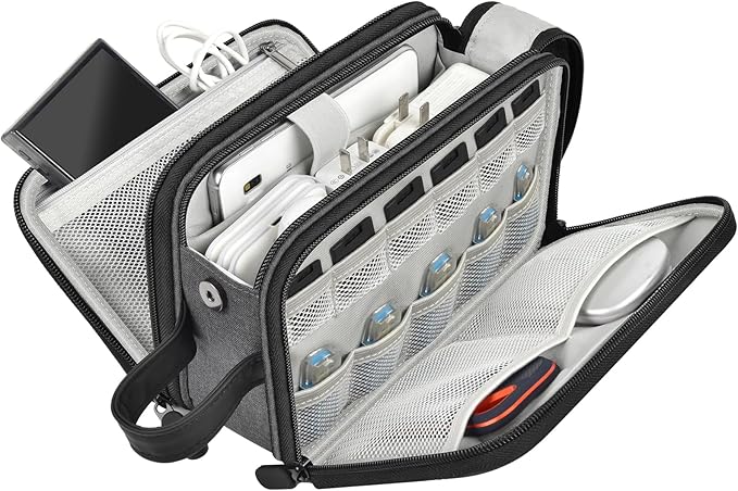 Electronics Organizer, Cable Bag, Travel Essentials Cord Storage Case, Tech Accessories Pouch for Charger, Phone, Power Bank, USB Flash Drive, SD Cards (Box Only)