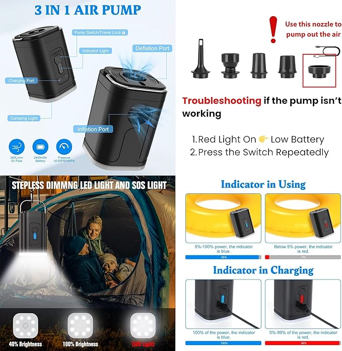 Vacuum Travel Backpack, 70L Expandable Air Vacuum Backpack for Travel, Vacpack Travel Vacuum Bags with Pump, TSA Lock, USB Charging Port, Waterproof