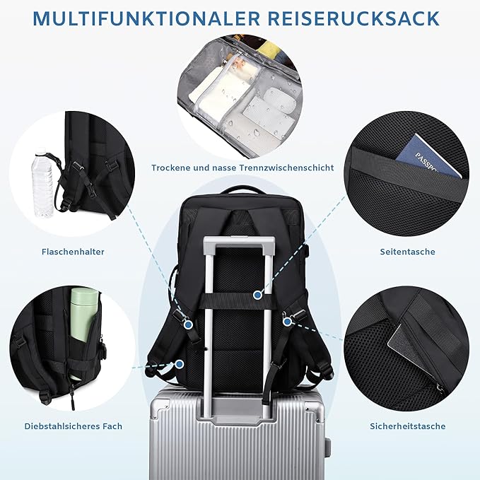 Carry On Travel Backpack, 35L-40L Expandable Extra Large Airline Approved,Lightweight Daypack for Men and Women