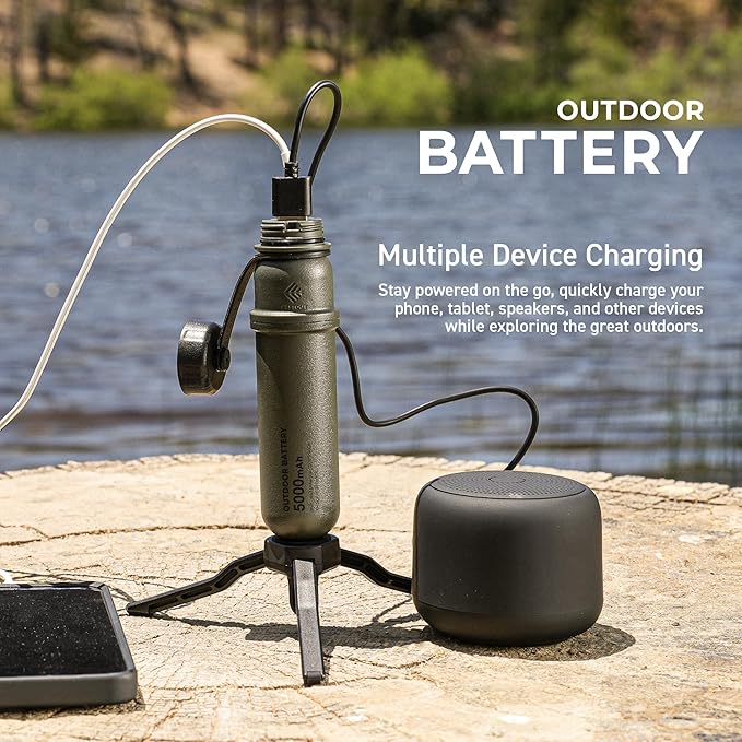 NESTOUT Rugged Power Bank, 5000mAh Outdoor Battery Pack, 15W USB C Fast Charging, Waterproof IP67, Durable Shockproof, Tactical Charger for Phone Military EDC Hiking Survival Camping (Olive Green)