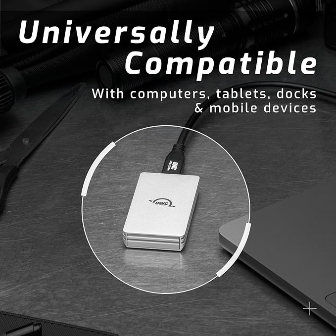 OWC 2TB Envoy Single Ultra Portable Aluminum Bus Powered 10G/s USB-C Thunderbolt Compatible External NVMe SSD Drive