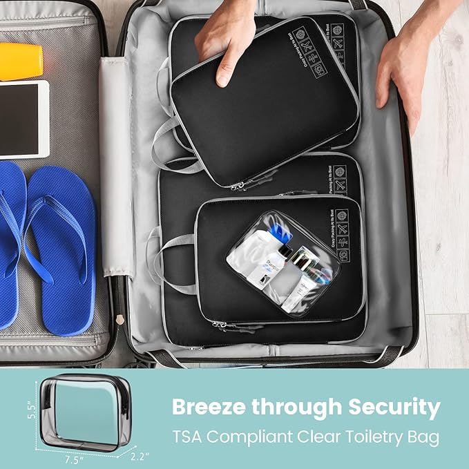 Cambond Compression Packing Cubes for Travel Women - Travel Bags Luggage Organizers Travel Essentials Compression Cubes for Travel Carry on Suitcases Organizer