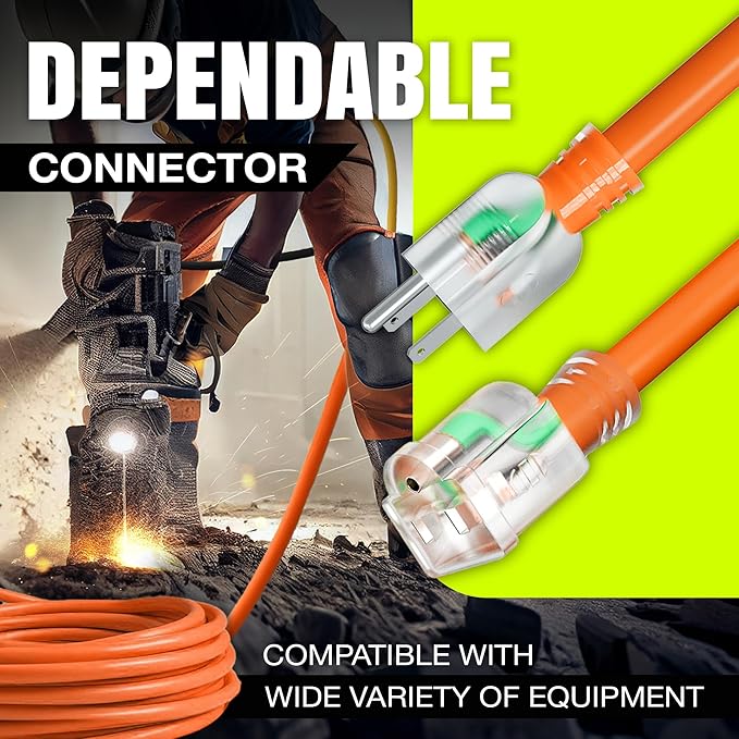3ft Outdoor/Indoor Extension Cord 10/3 Gauge Ultra Heavy Duty 3 Prong SJTW, Waterproof, Flexible Cold-Resistant Long Power Cord,15A 125V 1875W, Orange by LifeSupplyUSA