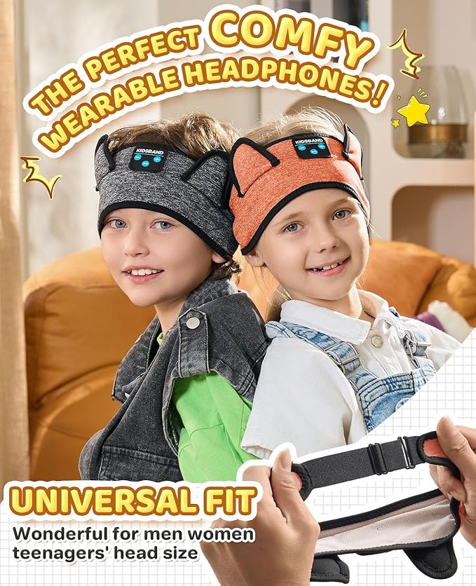 Baby Headphones, Kids Headphones Bluetooth Headband Adjustable, Wireless Headband for Kids with Wired Playback 3.5 MM Jack for Teens/Boys/Girls/Smartphones/School/Airplane Travel/Tablet