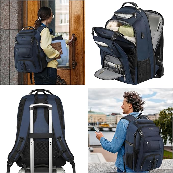 TSA Friendly Travel Laptop Backpack 18.4 inch XXXL Gaming Backpack Water-Repellent College Daypack Business Backpack with RFID Pockets & USB Port for Men