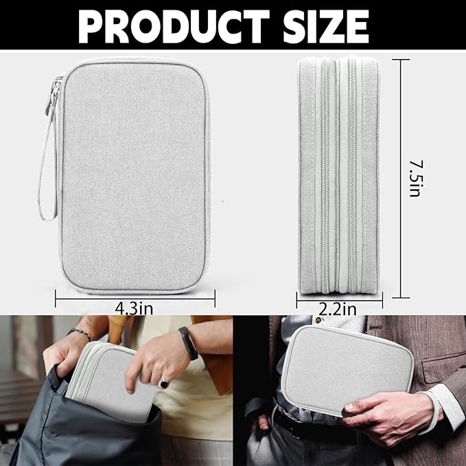 SUNRISING Travel Electronic Organizer Bag - Portable Waterproof Double Layer Large Capacity Storage Case for Charger, Cables, Phone, Earphone, Flash Drive & More Travel Essentials（Gary）
