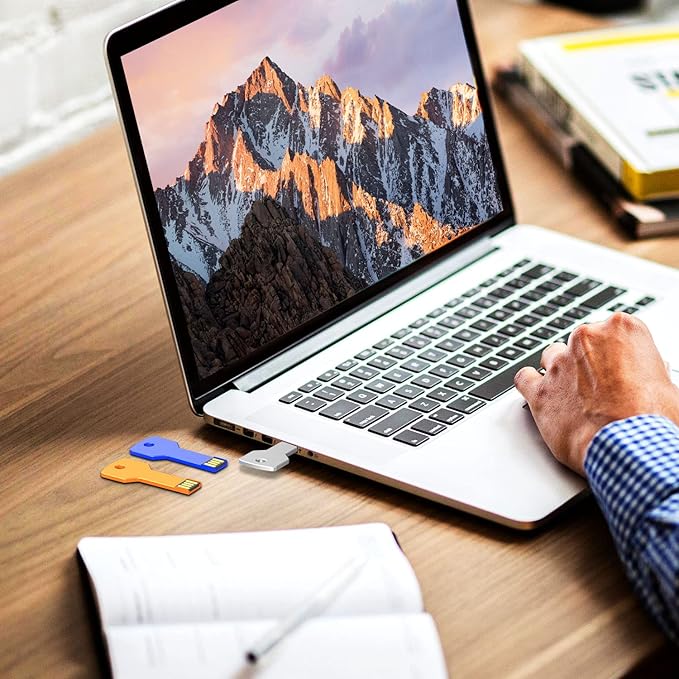 KOOTION 64GB USB Key Flash Drive 3 Pack Metal Shaped Memory Stick (3 Colors: Blue Silver Gold)