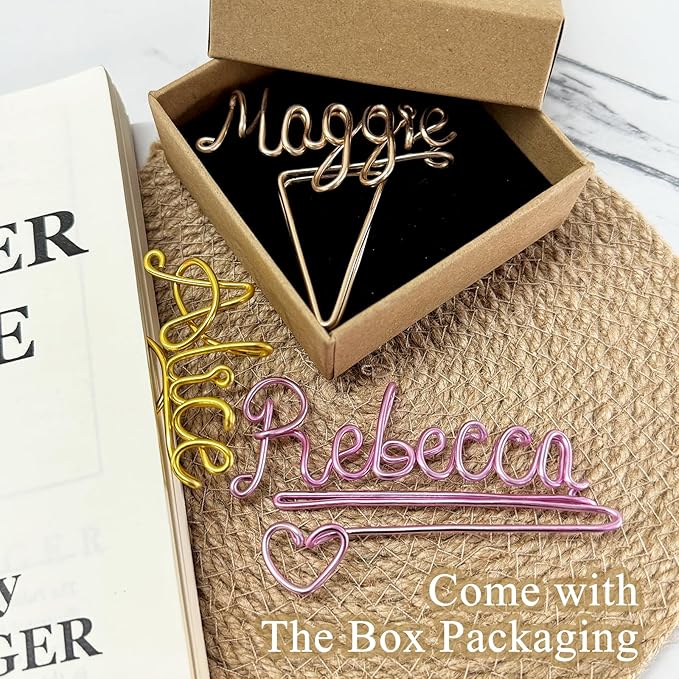 Personalized Wire Bookmark Custom Name Planner Marker 12 Colors Paper Clip Gifts for Book Lovers Bookworm Reader
