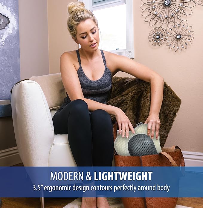 Zyllion Shiatsu Back and Neck Massager with Heat - 3D Electric Kneading Deep Tissue Massage Pillow for Muscle Pain Relief, Cream, ZMA-13